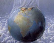 Los pies de La Se&ntilde;ora sobre el mundo