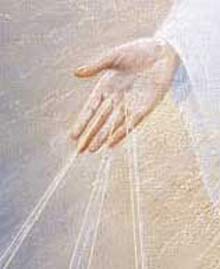 Manos de La Se&ntilde;ora con rayos de luz